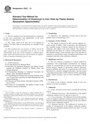 Standardtestmethode zur Bestimmung von Aluminium in Eisenerzen mittels Flammen-Atomabsorptionsspektrometrie