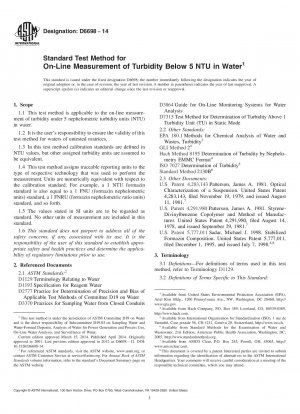 Standardtestmethode zur Online-Messung der Trübung unter 5 NTU in Wasser