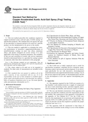 Standardtestmethode für kupferbeschleunigten Essigsäure-Salzsprühnebel 40;Nebel41; Testen 40;CASS-Test41;