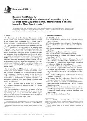 Standardtestmethode zur Bestimmung der Uranisotopenzusammensetzung durch die Methode der modifizierten Totalverdampfung (MTE) unter Verwendung eines Massenspektrometers mit thermischer Ionisation