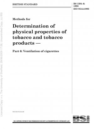 Zigaretten; Bestimmung der Belüftung; Definitionen und Messprinzipien