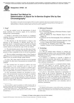 Standardtestmethode zur Bestimmung von Glykol für in Betrieb befindliche Motoröle mittels Gaschromatographie