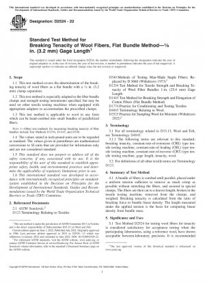 Standardtestmethode für die Bruchfestigkeit von Wollfasern, Flachbündelmethode – 18 Zoll (3,2 mm) Messlänge