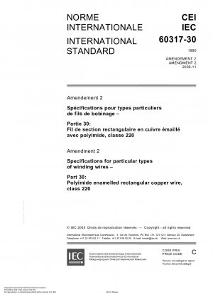 Spezifikationen für bestimmte Arten von Wickeldrähten; Teil 30: Polyimidlackierter rechteckiger Kupferdraht, Klasse 220