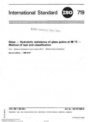 Glas; Hydrolysebeständigkeit von Glaskörnern bei 98 Grad C; Test- und Klassifizierungsmethode
