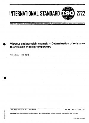 Glas- und Porzellanemails; Bestimmung der Beständigkeit gegen Zitronensäure bei Raumtemperatur
