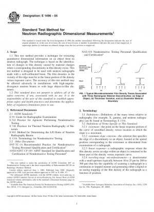 Standardtestmethode für Neutronenradiographische Dimensionsmessungen