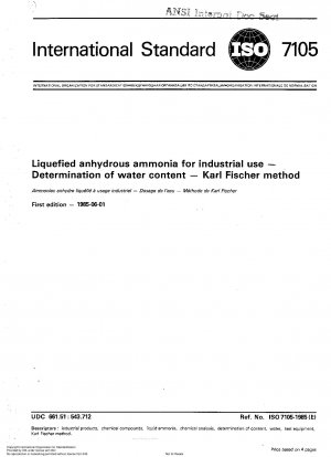 Verflüssigtes wasserfreies Ammoniak für industrielle Zwecke; Bestimmung des Wassergehalts; Karl-Fischer-Methode