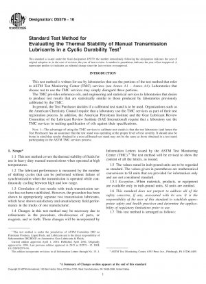 Standardtestmethode zur Bewertung der thermischen Stabilität von Schaltgetriebeschmierstoffen in einem zyklischen Haltbarkeitstest