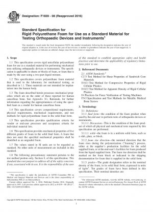Standardspezifikation für starren Polyurethanschaum zur Verwendung als Standardmaterial für die Prüfung orthopädischer Geräte und Instrumente