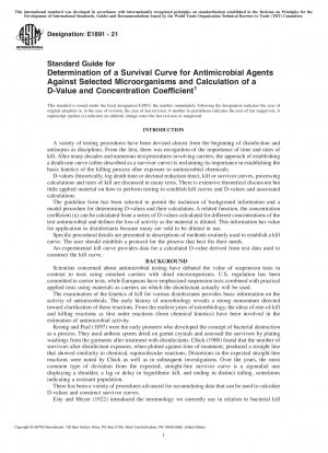 Standardhandbuch zur Bestimmung einer Überlebenskurve für antimikrobielle Wirkstoffe gegen ausgewählte Mikroorganismen und zur Berechnung eines D-Werts und Konzentrationskoeffizienten