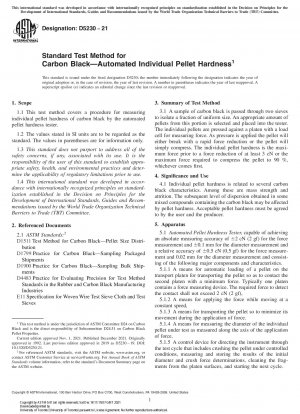 Standardtestmethode für Ruß – Automatisierte individuelle Pellethärte