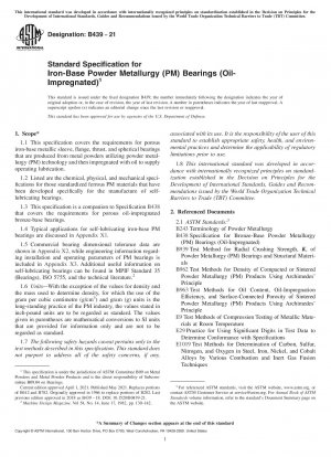 Standardspezifikation für Lager aus der Pulvermetallurgie (PM) auf Eisenbasis (ölimprägniert)