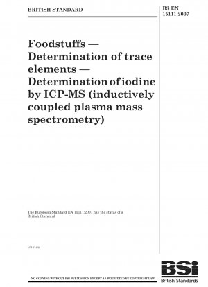 Lebensmittel - Bestimmung von Spurenelementen - Bestimmung von Jod mittels ICP-MS (Massenspektrometrie mit induktiv gekoppeltem Plasma)