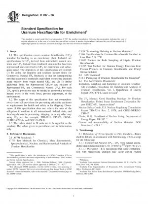 Standardspezifikation für Uranhexafluorid zur Anreicherung