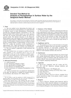 Standardtestmethode zur Analyse von Phytoplankton in Oberflächenwasser nach der Sedgwick-Rafter-Methode