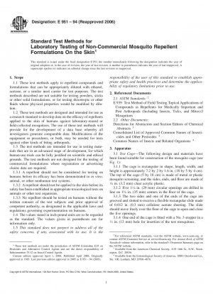 Standardtestmethoden für Labortests nichtkommerzieller Mückenschutzformulierungen auf der Haut