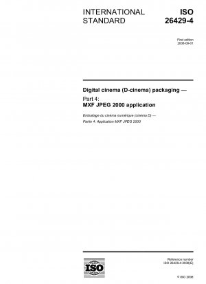 Verpackung für digitales Kino (D-Kino) – Teil 4: MXF JPEG 2000-Anwendung