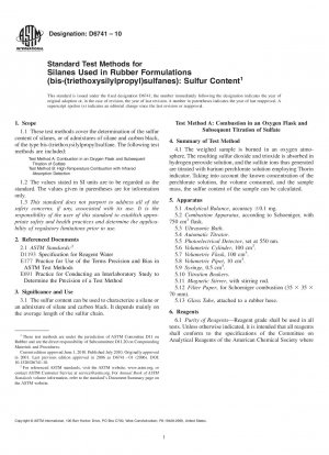 Standardtestmethoden für in Gummiformulierungen verwendete Silane (Bis-(triethoxysilylpropyl)sulfane): Schwefelgehalt