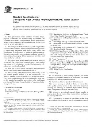 Standardspezifikation für Wasserqualitätseinheiten aus gewelltem Polyethylen hoher Dichte (HDPE).