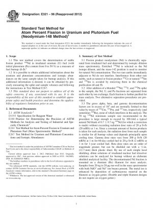 Standardtestmethode für die prozentuale Atomspaltung in Uran- und Plutoniumbrennstoffen (Neodym-148-Methode)
