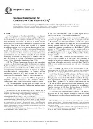 Standardspezifikation für Continuity of Care Record (CCR)