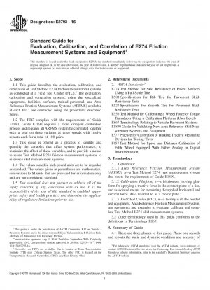 Standardhandbuch zur Bewertung, Kalibrierung und Korrelation von E274-Reibungsmesssystemen und -geräten