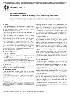 Standardpraxis für die Herstellung von Neutronenradiographie-Empfindlichkeitsindikatoren