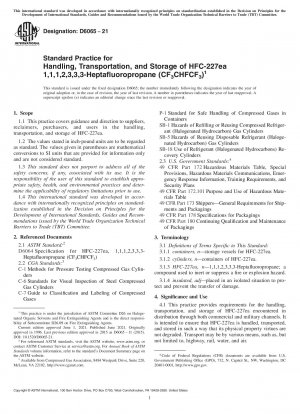 Standardpraxis für Handhabung, Transport und Lagerung von HFC-227ea 1,1,1,2,3,3,3-Heptafluorpropan (CF3CHFCF3)