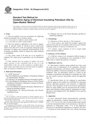 Standardtestmethode für die oxidative Alterung elektrisch isolierender Erdöle nach der Methode mit offenem Becher