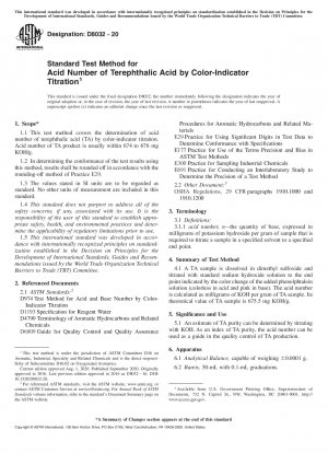 Standardtestmethode für die Säurezahl von Terephthalsäure durch Farbindikatortitration