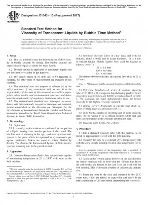 Standardtestmethode für die Viskosität transparenter Flüssigkeiten nach der Blasenzeitmethode
