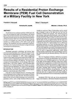 Ergebnisse einer Demonstration einer Wohn-Protonenaustauschmembran (PEM)-Brennstoffzelle in einer Militäreinrichtung in New York