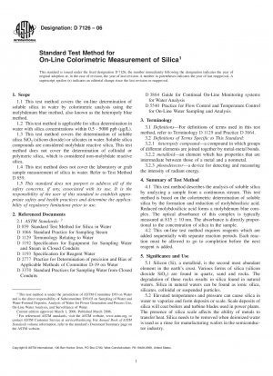 Standardtestmethode für die kolorimetrische Online-Messung von Siliciumdioxid