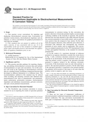 Standardpraxis für Konventionen für elektrochemische Messungen bei Korrosionsprüfungen