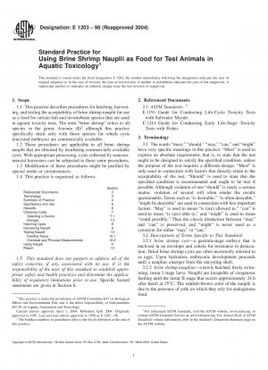 Standardpraxis für die Verwendung von Artemia-Nauplien als Futter für Versuchstiere in der aquatischen Toxikologie