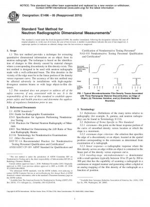 Standardtestmethode für Neutronenradiographische Dimensionsmessungen