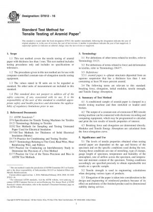 Standardtestmethode für die Zugprüfung von Aramidpapier