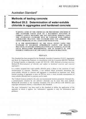 Methoden zur Betonprüfung, Methode 20.2: Bestimmung von wasserlöslichem Chlorid in Zuschlagstoffen und Festbeton