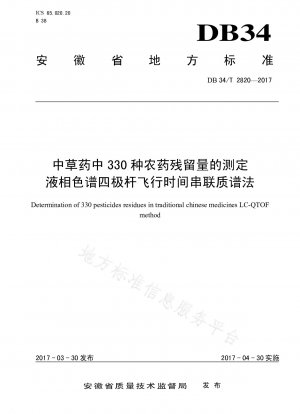 Bestimmung von 330 Pestizidrückständen in chinesischen Kräutermedizin mittels Flüssigchromatographie-Quadrupol-Flugzeit-Tandem-Massenspektrometrie