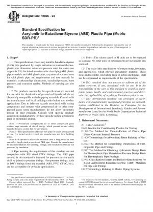 Standardspezifikation für Acrylnitril-Butadien-Styrol (ABS)-Kunststoffrohre (metrisches SDR-PR)