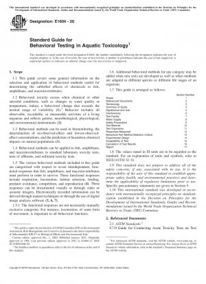 Standardhandbuch für Verhaltenstests in der aquatischen Toxikologie