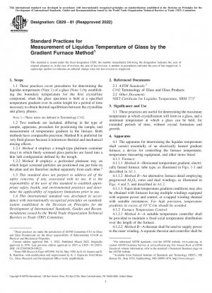 Standardpraktiken zur Messung der Liquidustemperatur von Glas mit der Gradientenofenmethode
