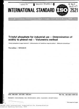 Tritolylphosphat für industrielle Zwecke; Bestimmung des Säuregehalts gegenüber Phenolrot; Volumetrische Methode
