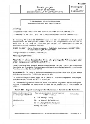 Berichtigung zu DIN EN ISO 9097:1994 (Deutsche Fassung EN ISO 9097:1994/A1:2000)