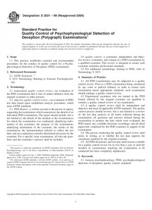 Standardpraxis zur Qualitätskontrolle psychophysiologischer Täuschungserkennungsuntersuchungen (Polygraph).