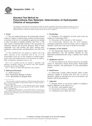 Standardtestmethode zur Bestimmung des hydrolysierbaren Chlors von Isocyanaten in Polyurethan-Rohstoffen