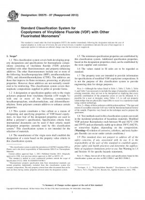 Standardklassifizierungssystem für Copolymere von Vinylidenfluorid lpar;VDFrpar; mit anderen fluorierten Monomeren