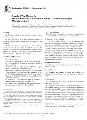 Standardtestmethode zur Bestimmung von Chlor in Kohle durch oxidative Hydrolyse-Mikrocoulometrie