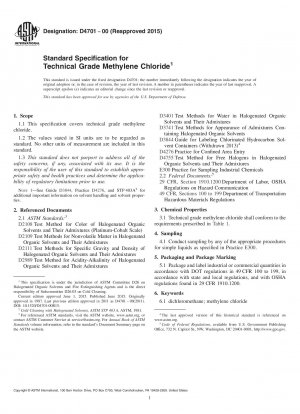 Standardspezifikation für Methylenchlorid in technischer Qualität